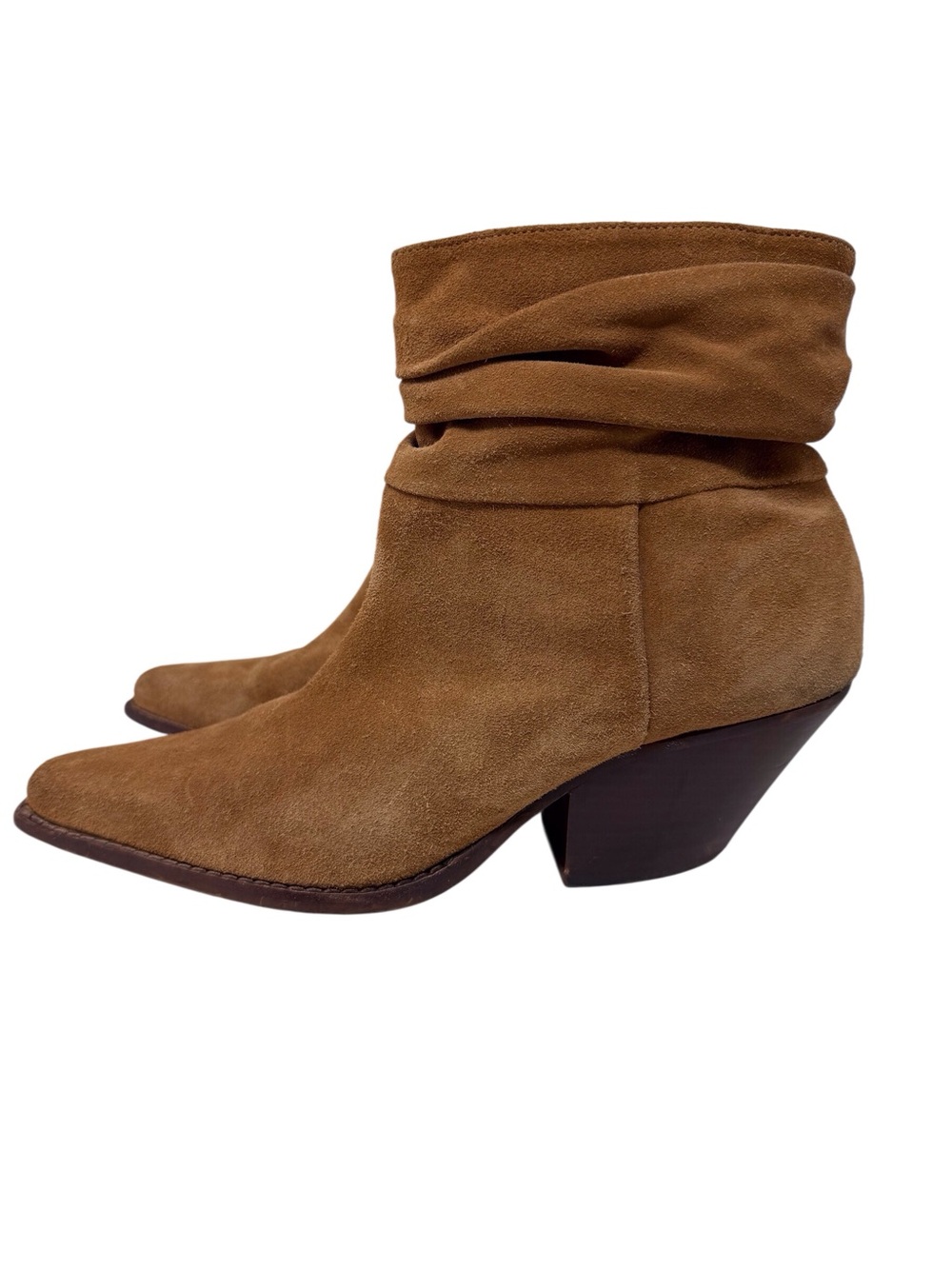 Vince Camuto ‘Nerlinji’ slouch ankle heeled boot light cognac suede size 10 EU42